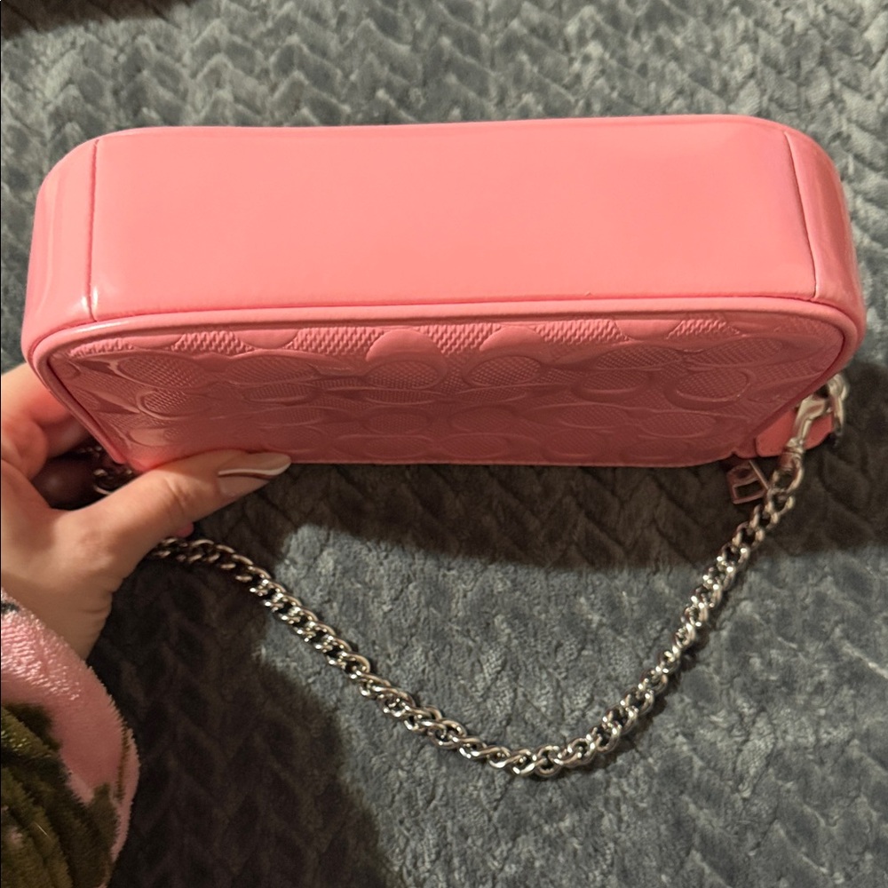 Coach Pink Pastel Embossed Leather Wristlet Bag - Picture 3 of 3